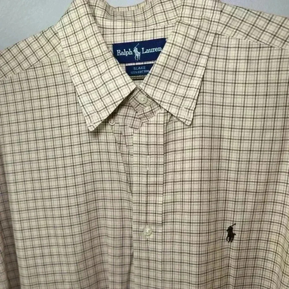 Vintage 90s Polo Ralph Lauren Blake XL Pony Plaid Pattern Casual Button Down - Picture 3 of 6
